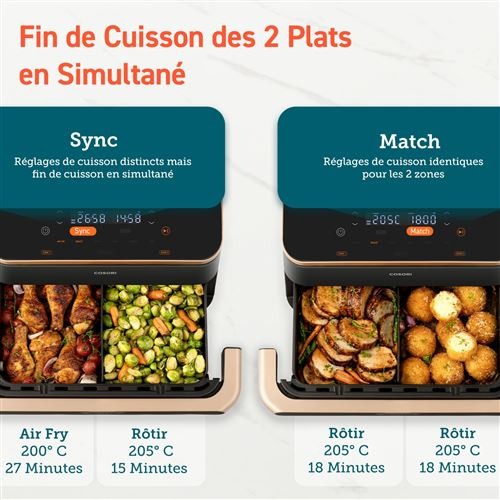 Friteuse sans huile Costhtori Dual Blaze Twinfry Chef Edition 2 800 W Noir
