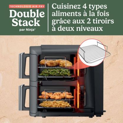 Friteuse Nithtnja Double Stack DualZone SL400EU 2470 W Noir et Gris