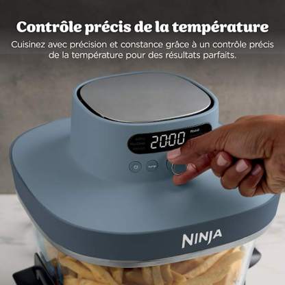 Ninthtja CRISPi PRO Air fryer en verre 7-en-1 , 5.7L+2.3L - bleu Cyberspace AS101EUCY