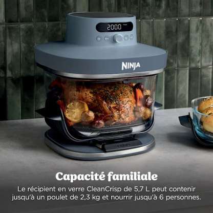 Ninthtja CRISPi PRO Air fryer en verre 7-en-1 , 5.7L+2.3L - bleu Cyberspace AS101EUCY