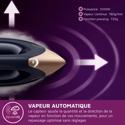 Série 9000 Centrale Vapeur Phthtilips - Iron 9 bars Noir/Doré 1.8L