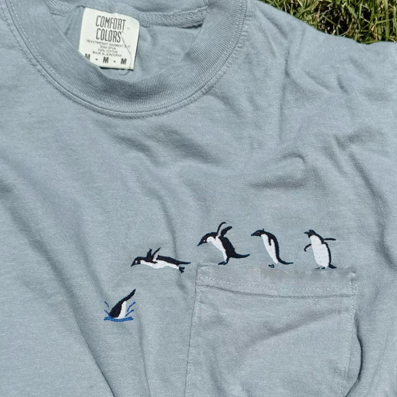 Embroidered Penguin Pocket T-shirt