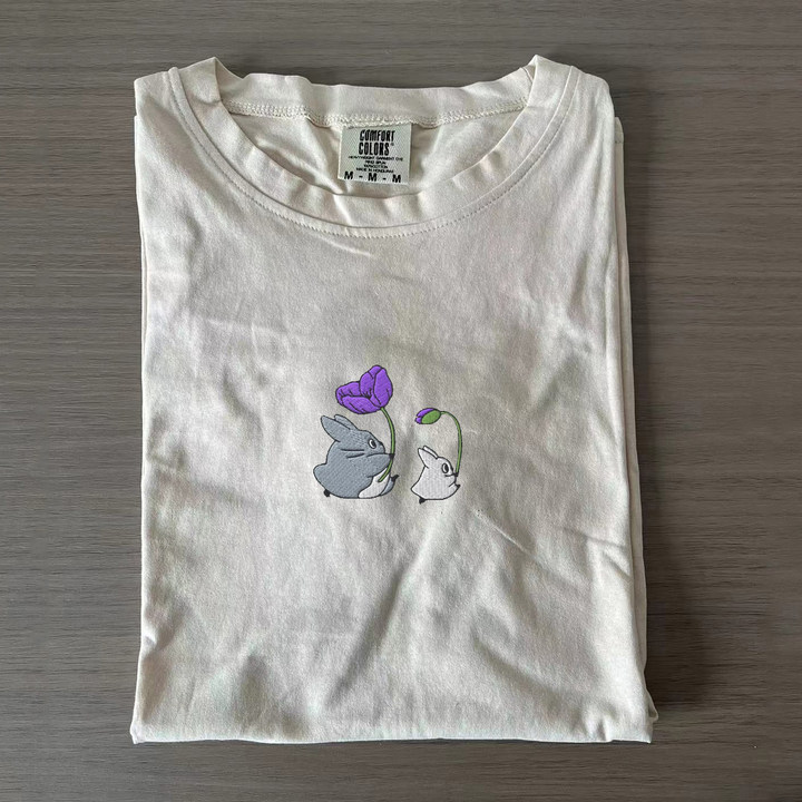 Forest Spirits and Flowers Embroidered T-shirt