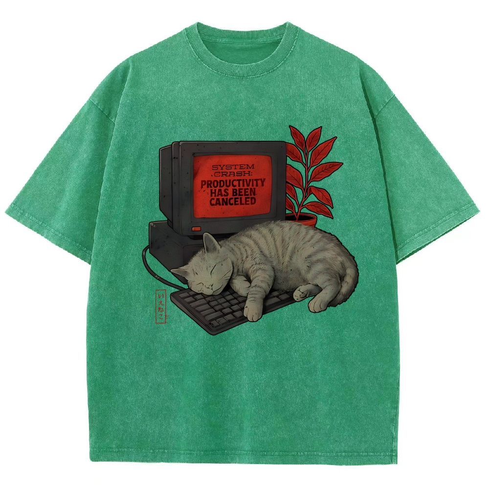 System Crash Cat Vintage Distressed T-shirt