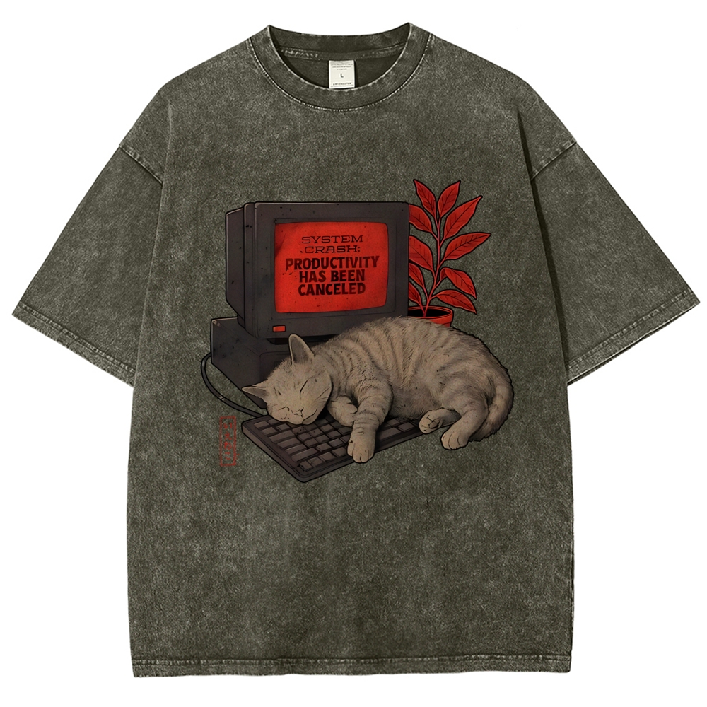 System Crash Cat Vintage Distressed T-shirt
