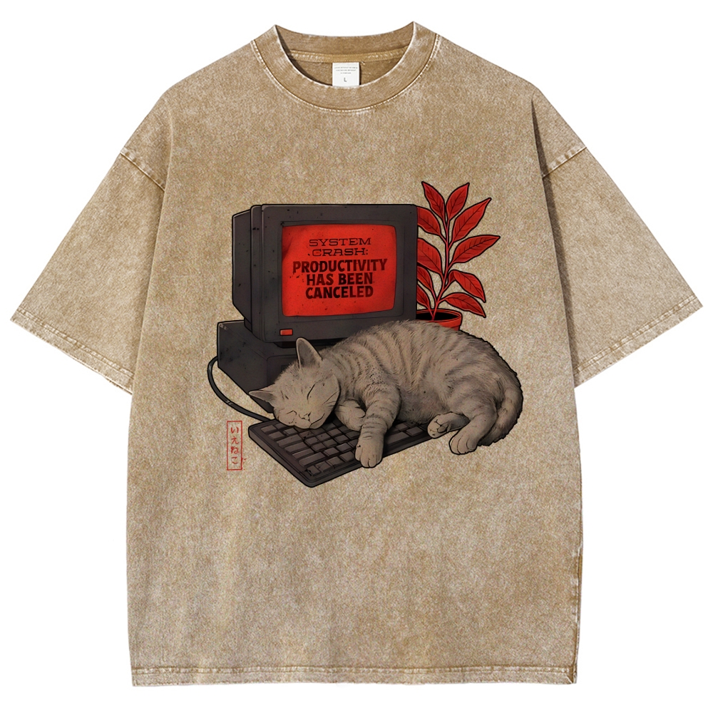 System Crash Cat Vintage Distressed T-shirt