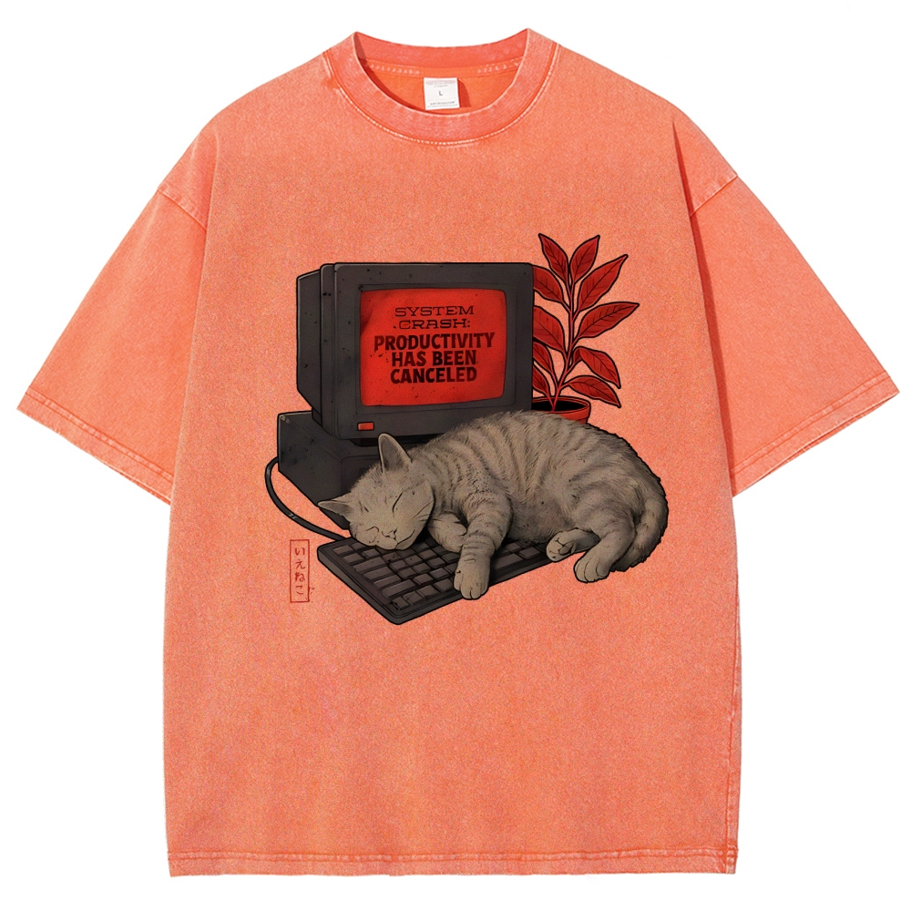 System Crash Cat Vintage Distressed T-shirt