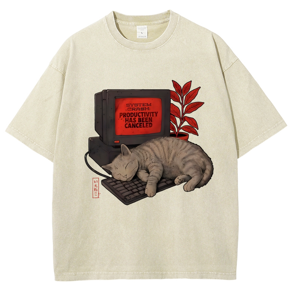 System Crash Cat Vintage Distressed T-shirt