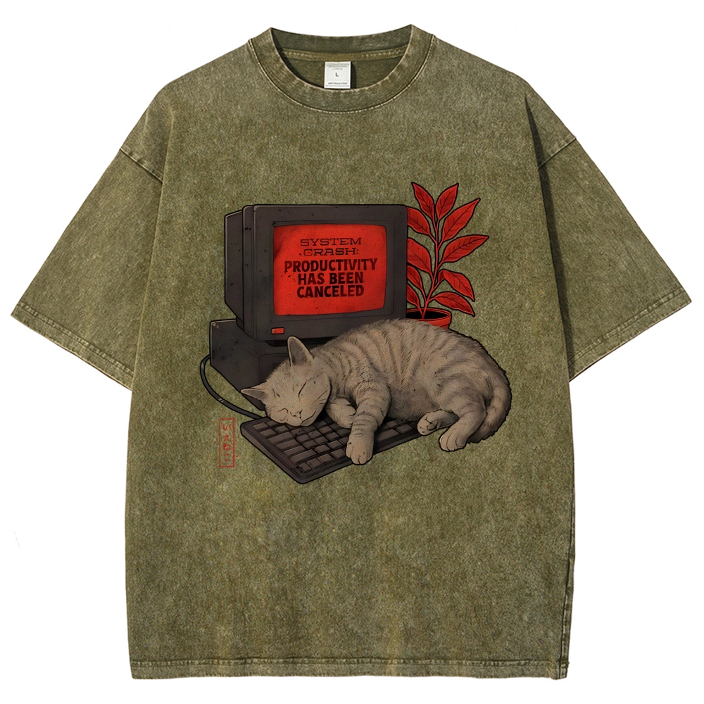 System Crash Cat Vintage Distressed T-shirt