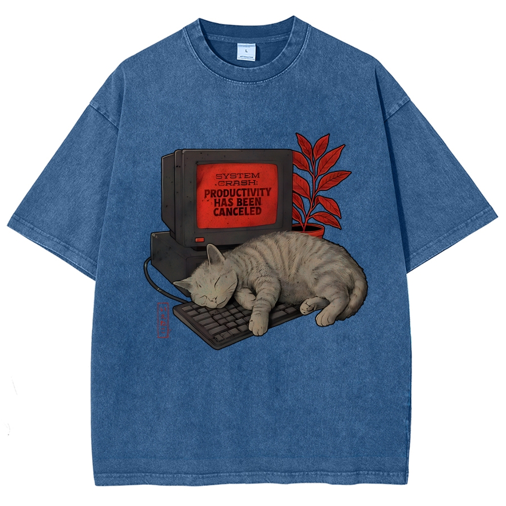 System Crash Cat Vintage Distressed T-shirt