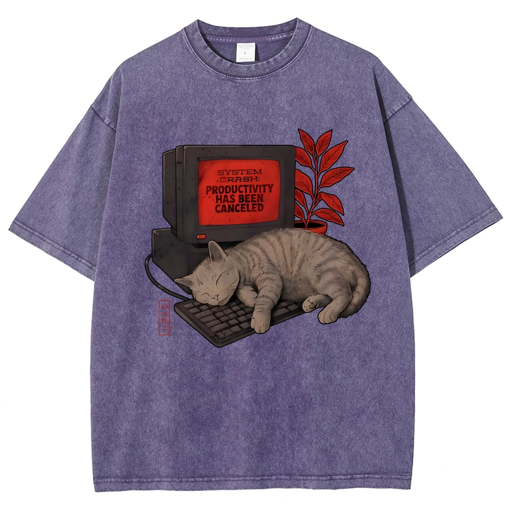 System Crash Cat Vintage Distressed T-shirt
