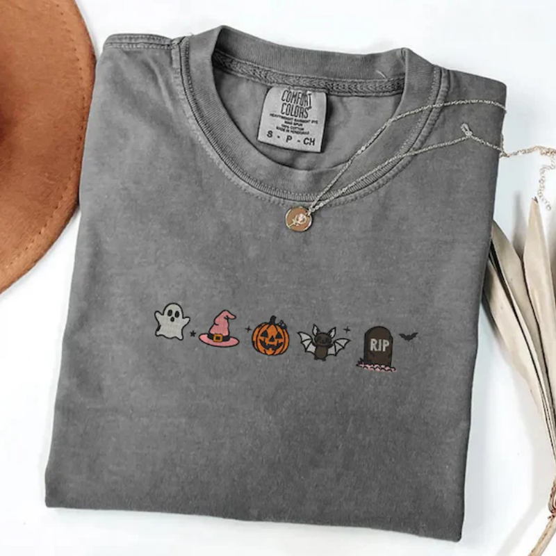 Cute Halloween Embroidery Comfort Colors T-Shirt/ Sweatshirt