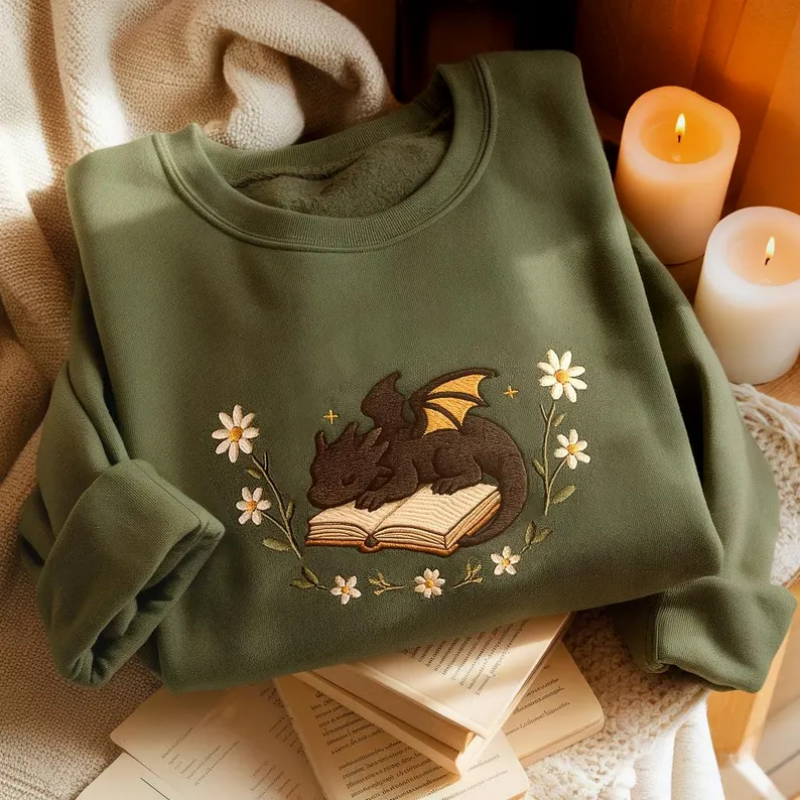 Dragon Book Embroidered Sweatshirt