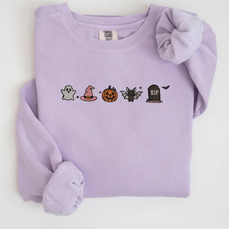 Cute Halloween Embroidery Comfort Colors T-Shirt/ Sweatshirt