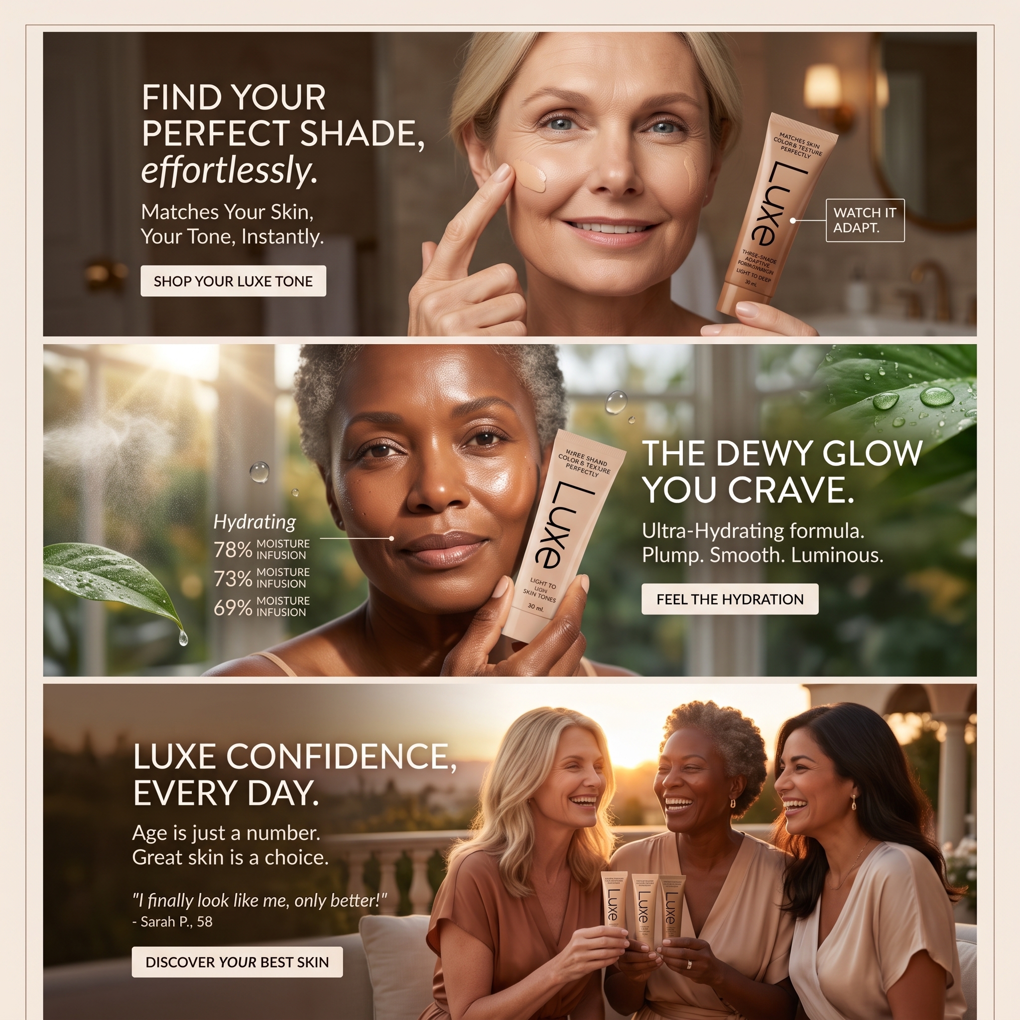 Three-Shade Adaptive Skin-Tone Foundation