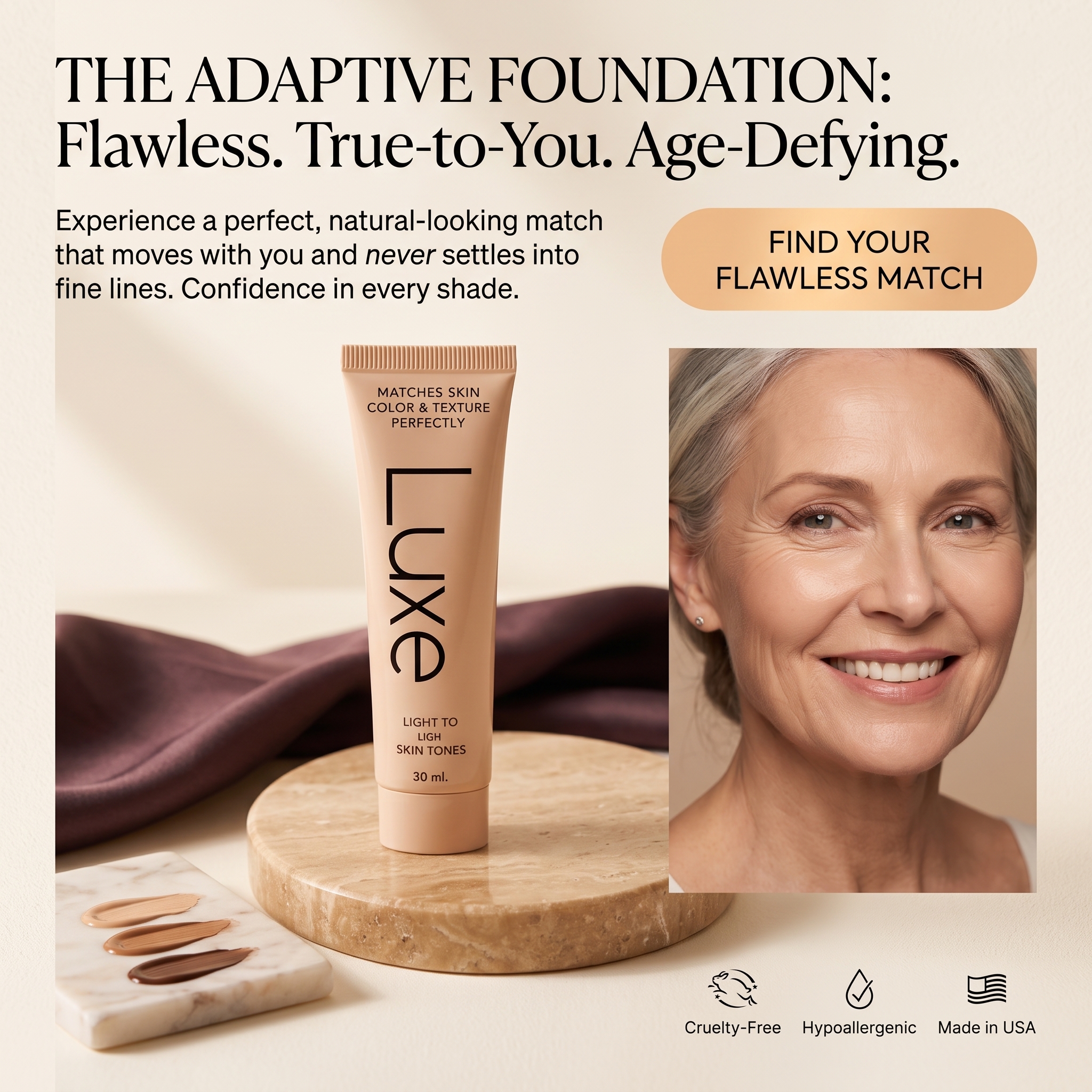 Three-Shade Adaptive Skin-Tone Foundation