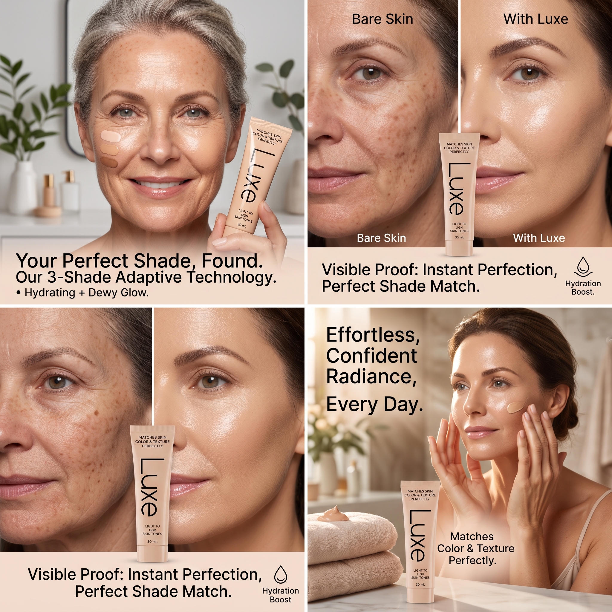 Three-Shade Adaptive Skin-Tone Foundation