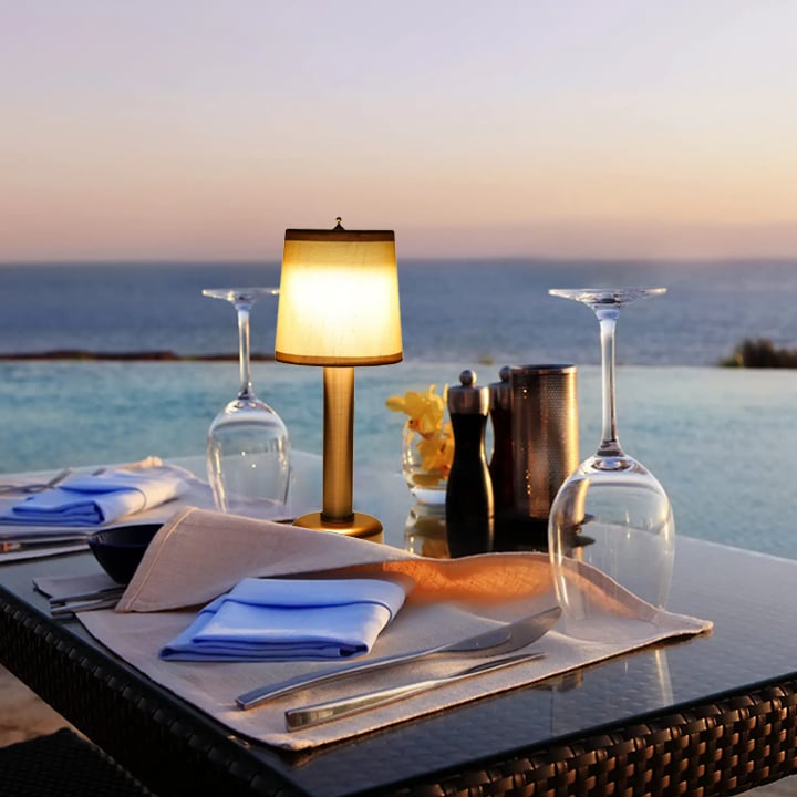Cordless Bar Table Lamp With Fabric Lampshade