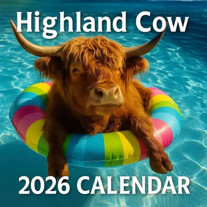 2026 Highland Cow Wall Calendar