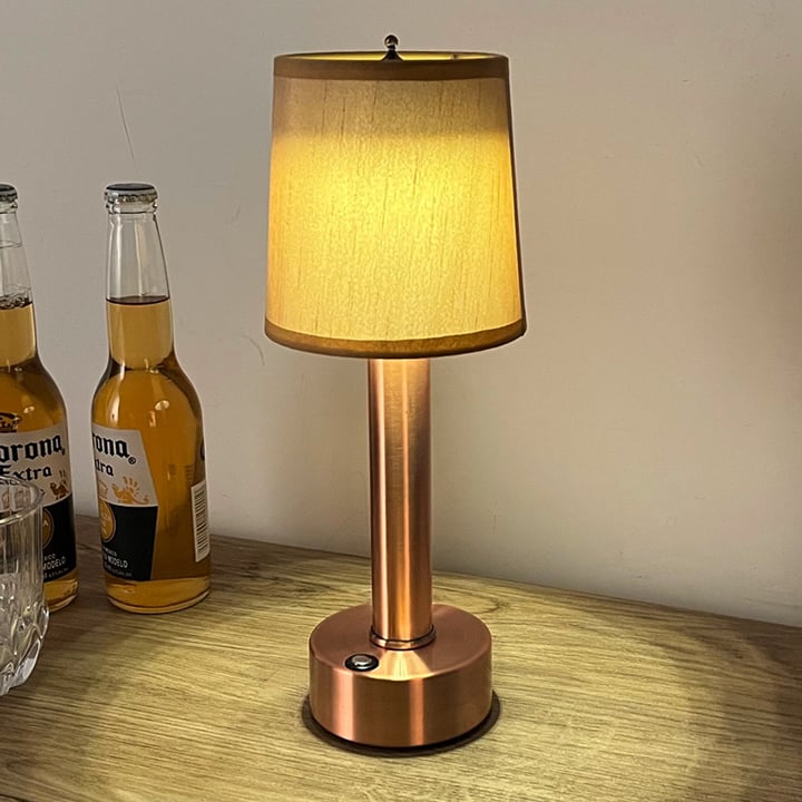 Cordless Bar Table Lamp With Fabric Lampshade