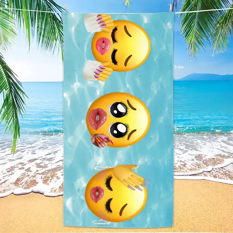 1pc extra large funny mean beach towel -   (  eyes, lips) -  -dry towel for pool, gym, travel - birthday & graduation gifts - machine washable funny present for women & teens,  ,   design,   fabric details 0