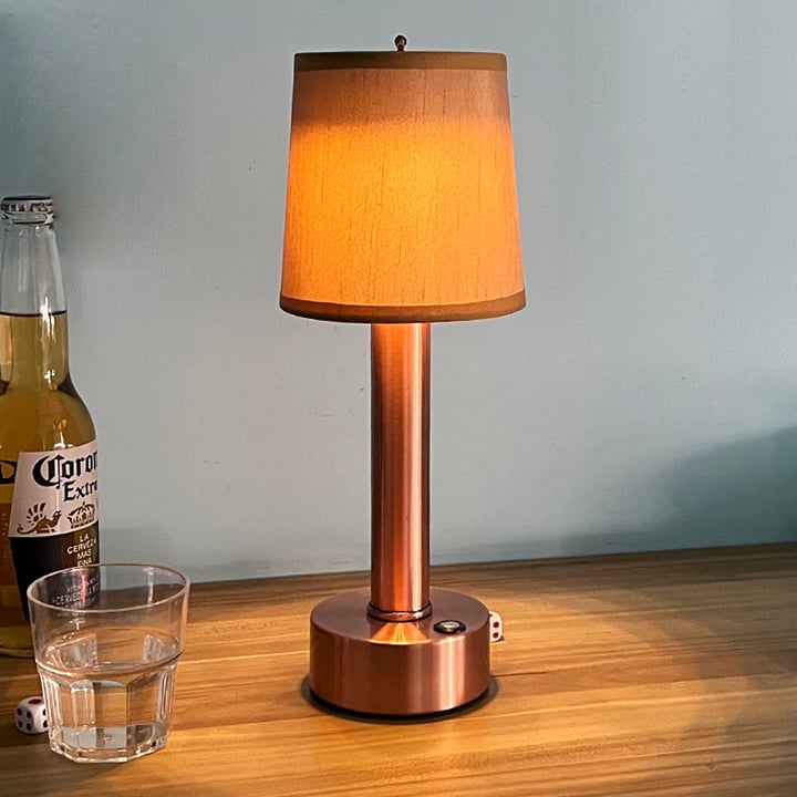 Cordless Bar Table Lamp With Fabric Lampshade