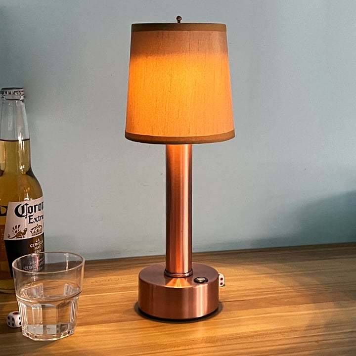 Cordless Bar Table Lamp With Fabric Lampshade