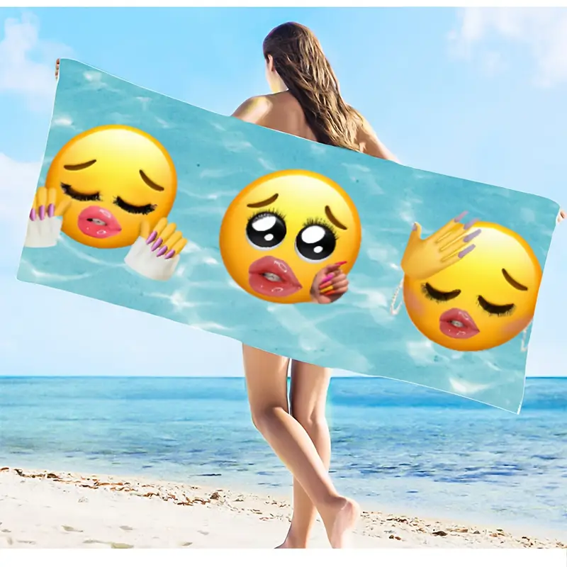 1pc extra large funny mean beach towel -   (  eyes, lips) -  -dry towel for pool, gym, travel - birthday & graduation gifts - machine washable funny present for women & teens,  ,   design,   fabric details 5