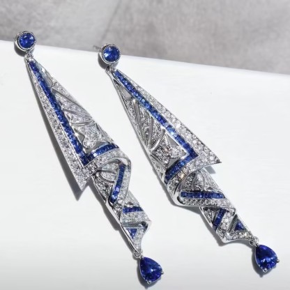 925 Sterling Silver Vintage Gemstone Art Earrings