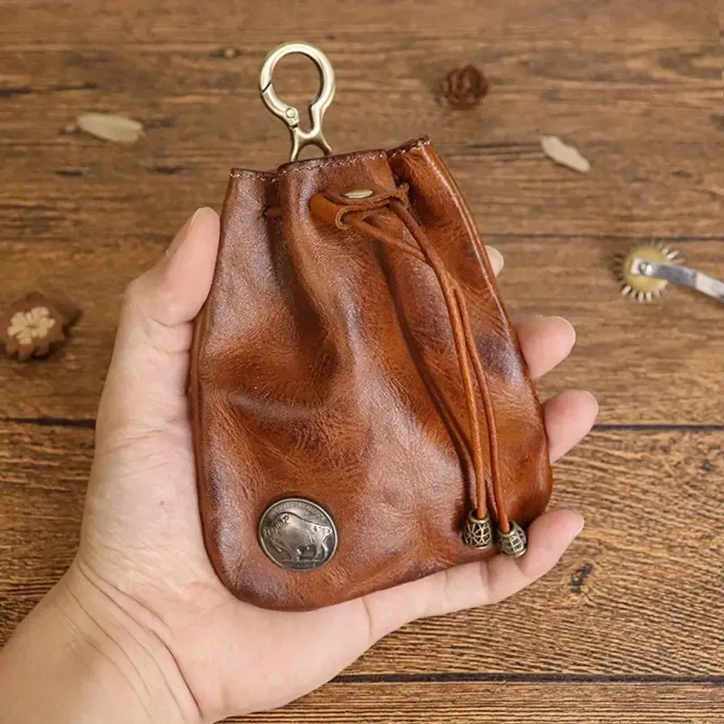 Premium Top Layer Cowhide Leather Mini Lucky Wallet