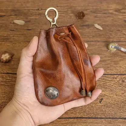 Premium Top Layer Cowhide Leather Mini Lucky Wallet