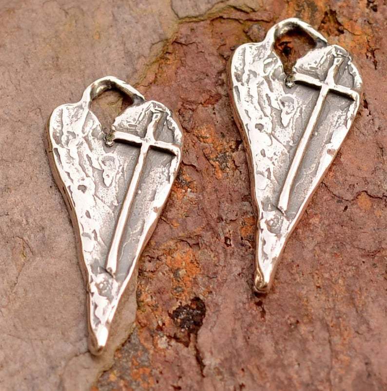 ✝️100% Handmade Silver Cross Healing Heart
