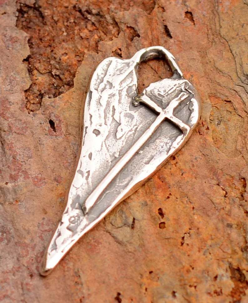 ✝️100% Handmade Silver Cross Healing Heart