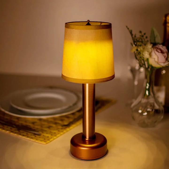 Cordless Bar Table Lamp With Fabric Lampshade