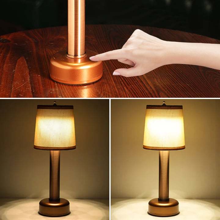 Cordless Bar Table Lamp With Fabric Lampshade