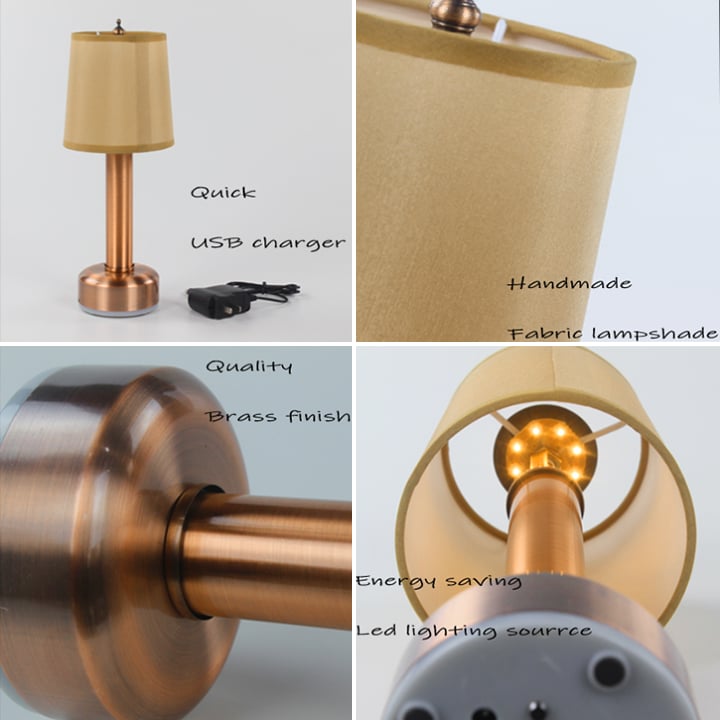 Cordless Bar Table Lamp With Fabric Lampshade