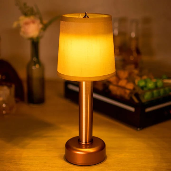 Cordless Bar Table Lamp With Fabric Lampshade