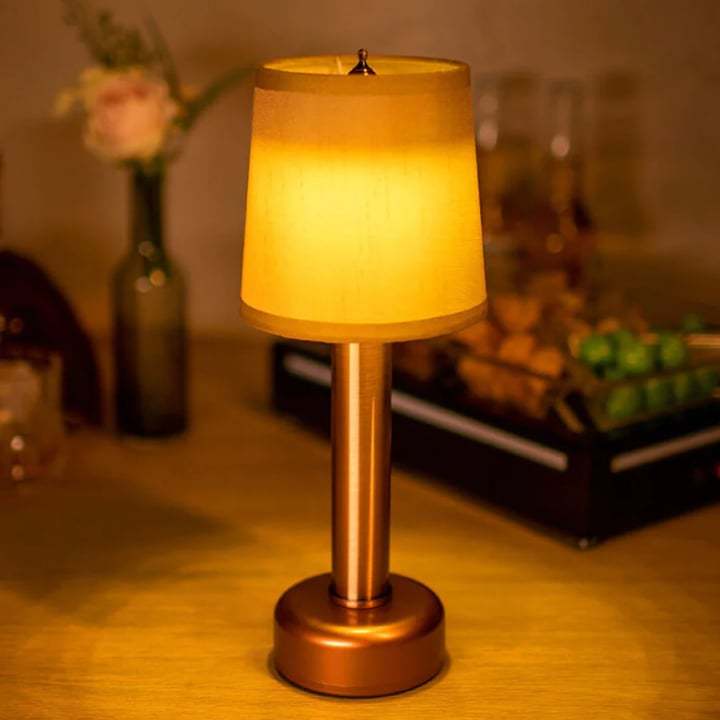 Cordless Bar Table Lamp With Fabric Lampshade