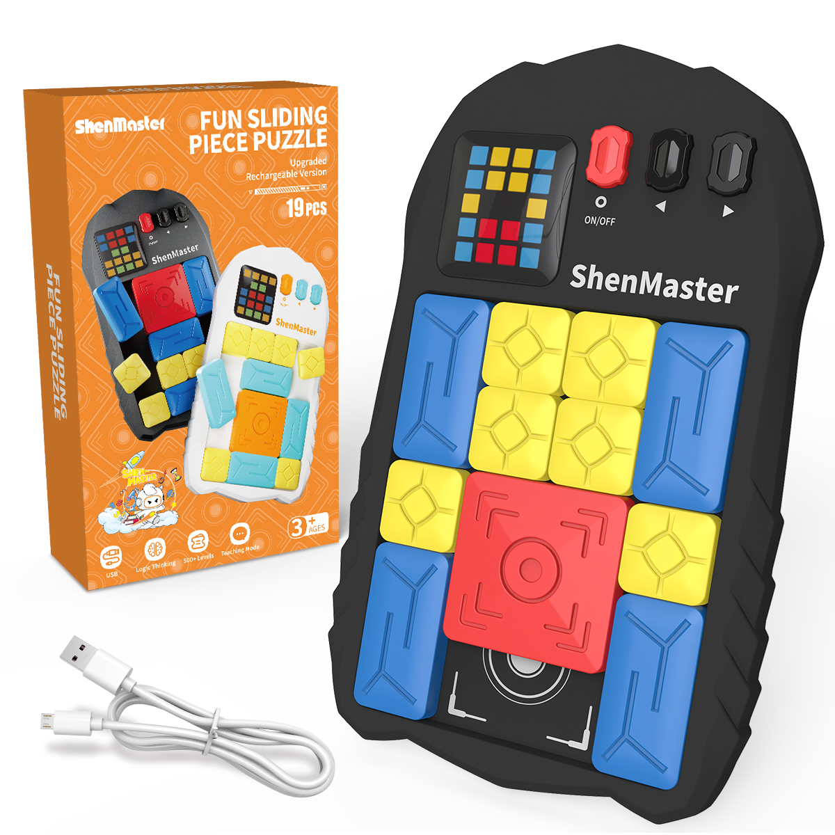 Rechargeable Super Slide Puzzle Game,Klotski Brain Toys for Kids Teens