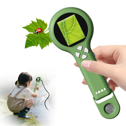 2-in-1 Pocket Microscope & Endoscope for Kids – 500X Digital Handheld Microscope with HD Screen, LED Light, Photo & Video Capture, STEM Science Exploration Kit