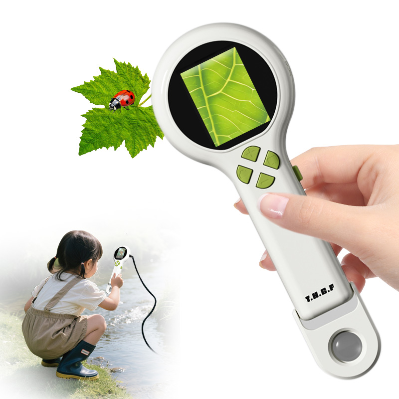 2-in-1 Pocket Microscope & Endoscope for Kids – 500X Digital Handheld Microscope with HD Screen, LED Light, Photo & Video Capture, STEM Science Exploration Kit