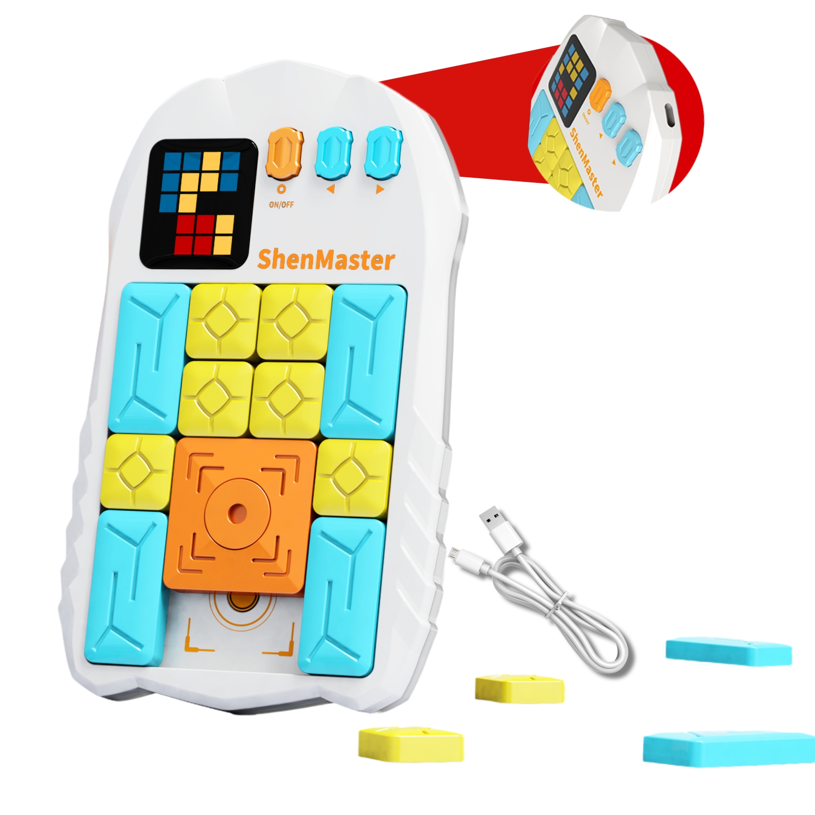 Rechargeable Super Slide Puzzle Game,Klotski Brain Toys for Kids Teens