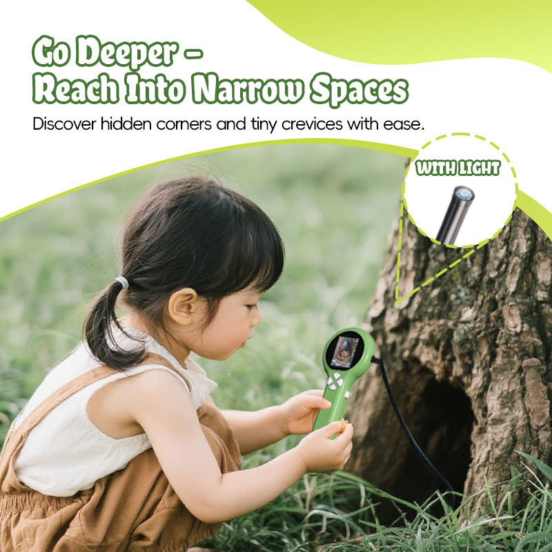 2-in-1 Pocket Microscope & Endoscope for Kids – 500X Digital Handheld Microscope with HD Screen, LED Light, Photo & Video Capture, STEM Science Exploration Kit