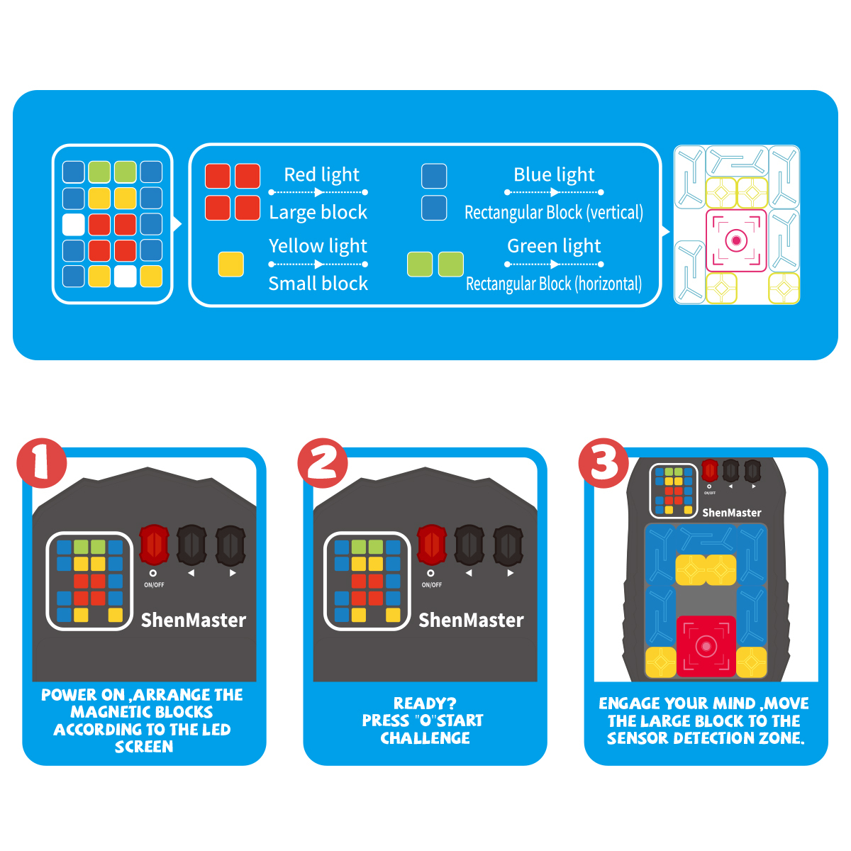 Rechargeable Super Slide Puzzle Game,Klotski Brain Toys for Kids Teens