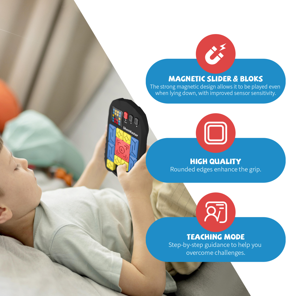 Rechargeable Super Slide Puzzle Game,Klotski Brain Toys for Kids Teens