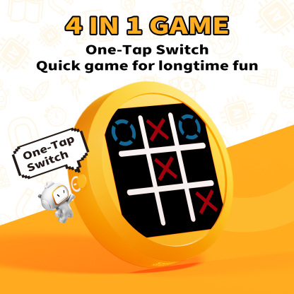 Electronic Tic Tac Toe Game - 4-in-1 Handheld Travel Board Games for Kids & Adults