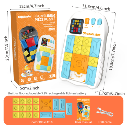 Rechargeable Super Slide Puzzle Game,Klotski Brain Toys for Kids Teens