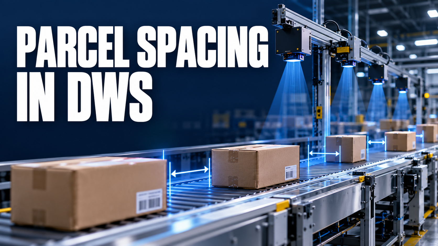 Parcels with visible gaps moving through a dynamic DWS measurement line
