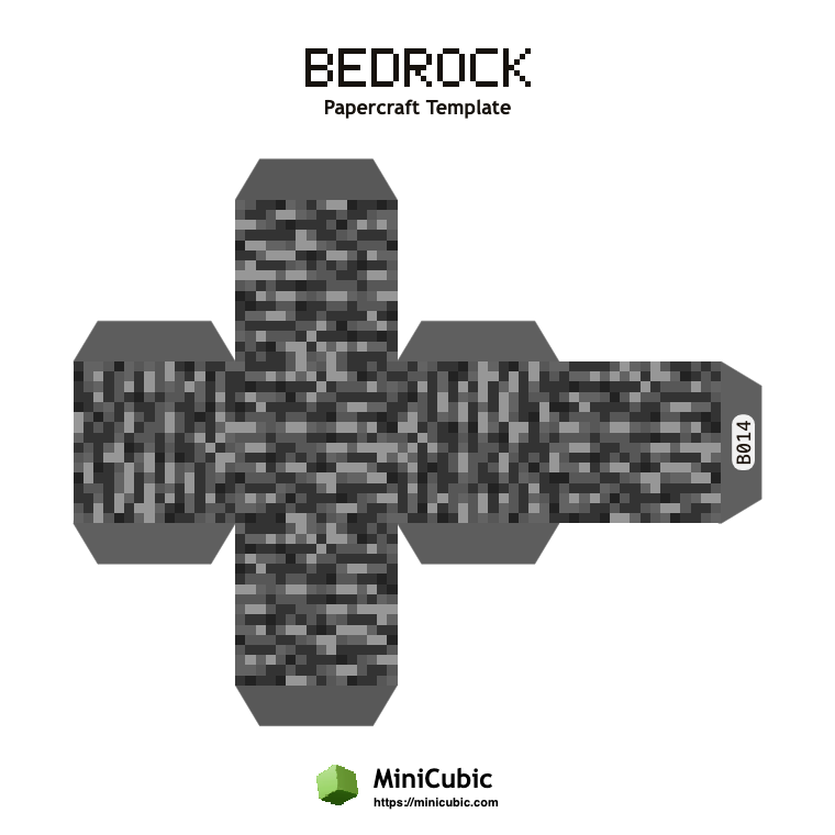 Bedrock Minecraft papercraft template with printable fold tabs