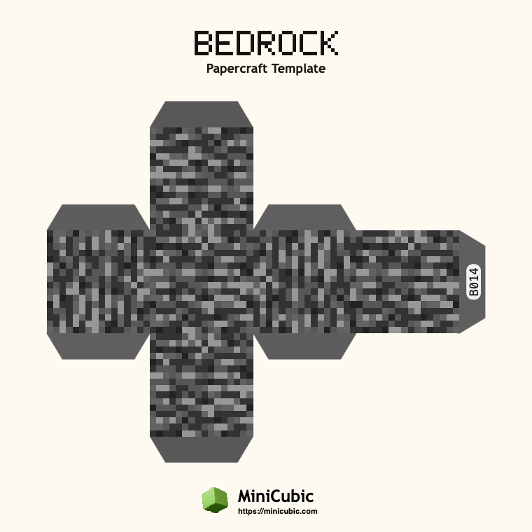 Bedrock Minecraft papercraft template with printable fold tabs